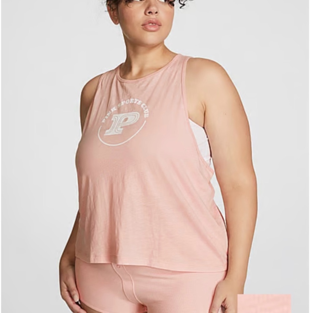 New PINK Victoria's Secret Logo Racerback Cotton Tank Top small Athleisure BTS